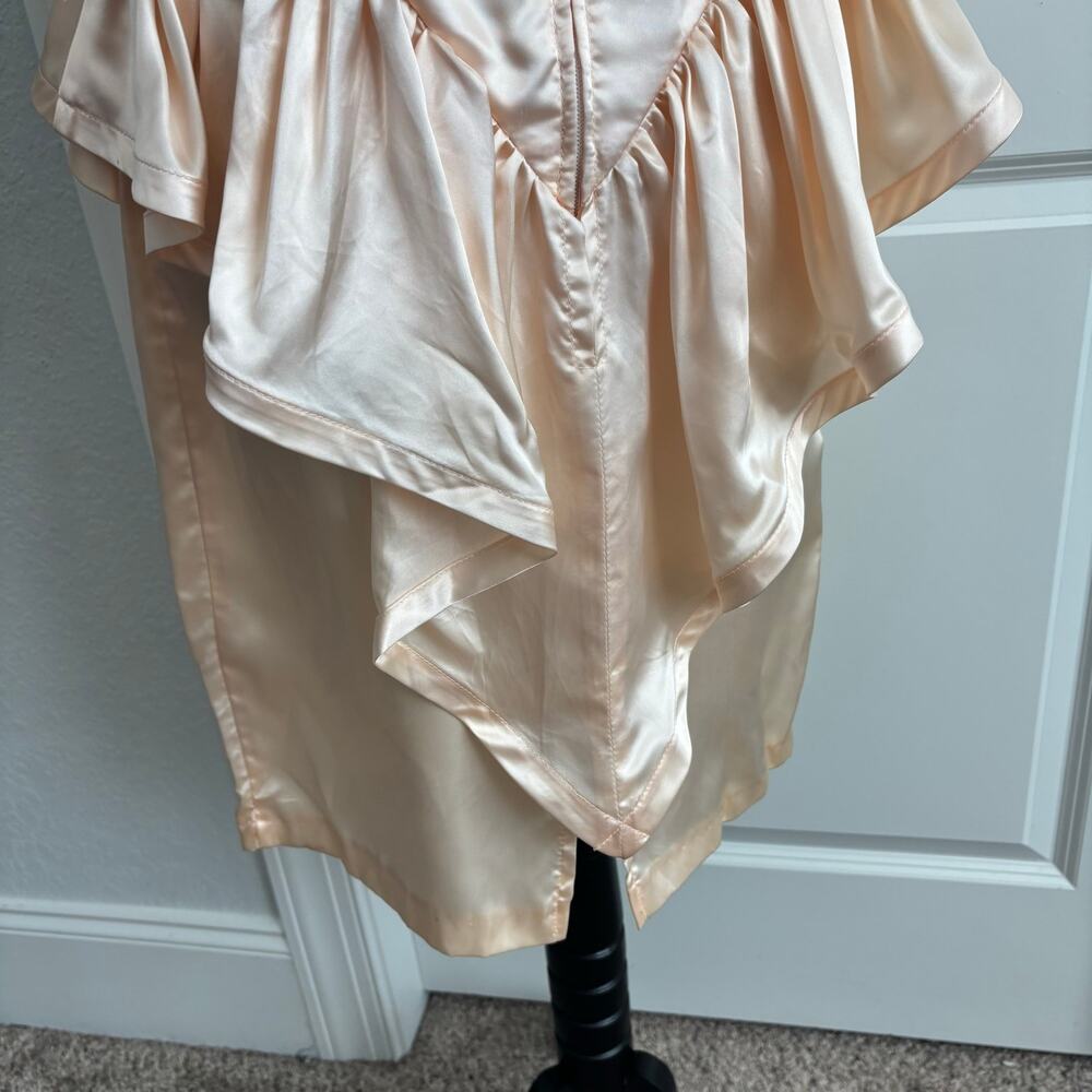 Vtg 90s Zum Zum Prom Dress 11/12 Peach Pink Sequin Peplum Puff Sleeve ILGWU USA - Picture 12 of 16